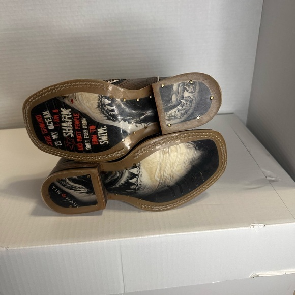 Tin Haul Kids Boys Tan Leather Sharky size 11 Cowboy Boots. - Picture 7 of 10